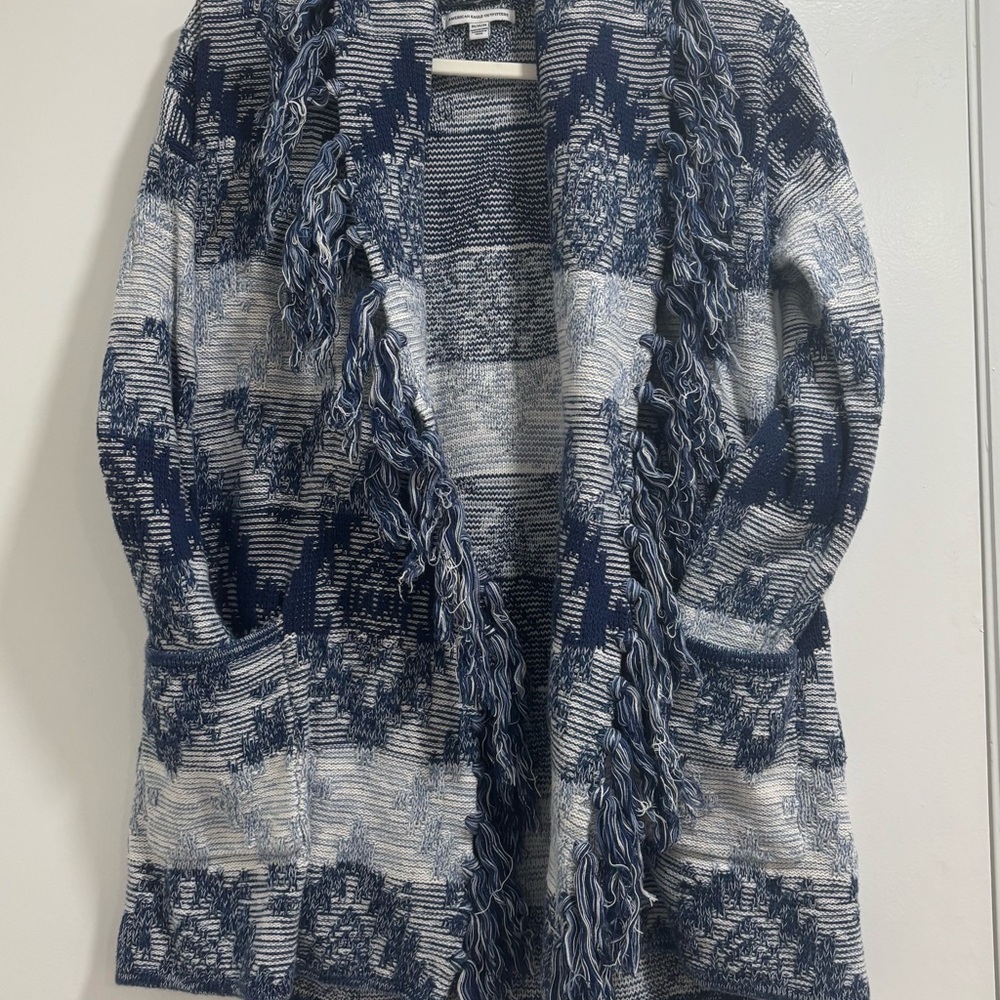 American Eagle Outfitters Blue and white Cardigan Sweater